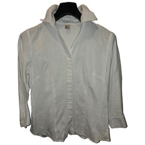 Edward White 100% Linen Button Down Shirt Ladder Stitch Detail Women Size S
